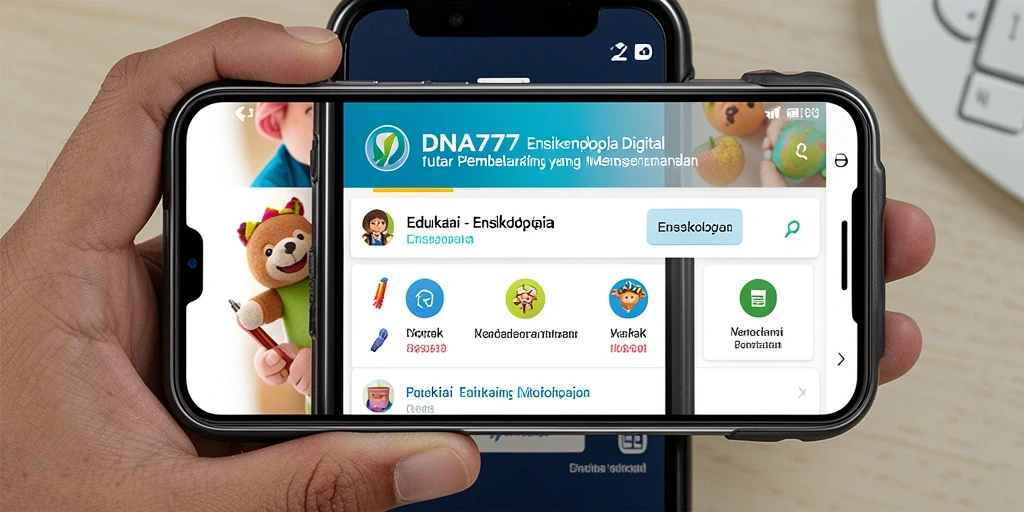 Tampilan antarmuka aplikasi Ensiklopedia DNA777 yang informatif.