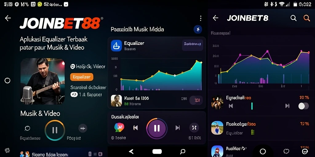 Antarmuka aplikasi JOINBET88 dengan pengaturan Equalizer yang interaktif.