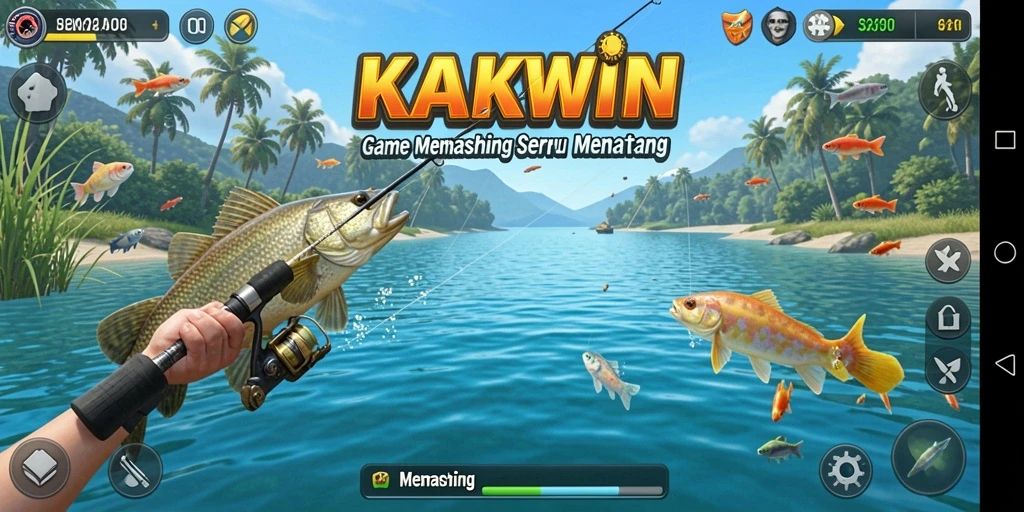 Antarmuka KAKWIN menampilkan pengalaman memancing yang menarik dan interaktif.