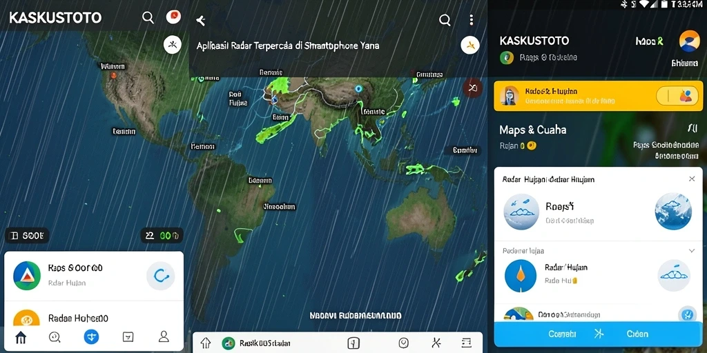 Tampilan antarmuka aplikasi Radar Hujan KASKUSTOTO yang informatif.