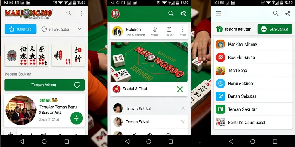 Antarmuka aplikasi MAHJONG500 untuk menemukan teman sekitar.