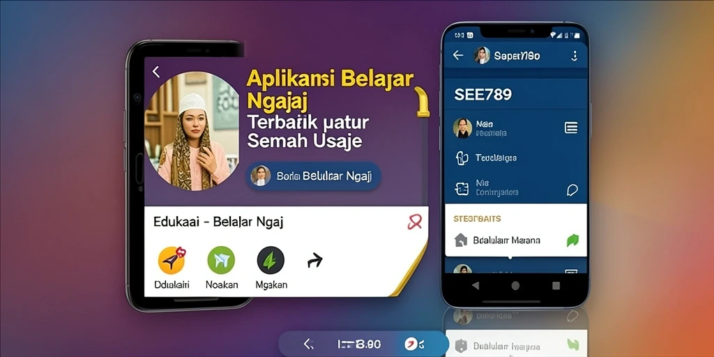 Tampilan antarmuka aplikasi SEE789 untuk belajar mengaji dengan fitur interaktif.